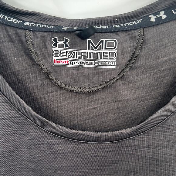 Under Armour Women's Gray Heat Gear Semi Fitted  Activewear Pullover Top Medium - Picture 4 of 14